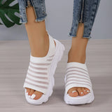 Zingj Weaving Sandals Women's 23 Summer New Large-Size Fashionable Fishmouth Mesh Sports Sandals Thick-Soled