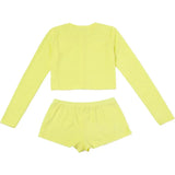 Yellow Terry Cardigan And Shorts Set-Outfit