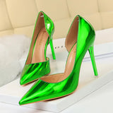 Zingj Metallic High Heels With High Heels Shallow Pointed Side Hollow Out Sexy Nightclub Women's Singles