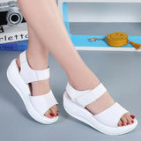 New Summer Women's Sandals PU Thick-Soled Muffin Large Size Sandals Fashionable Female Students Casual