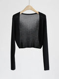 Zingj Silk Cardigan Long-Sleeved Buttonless Shawl Ultra-Thin Knitted Sunscreen Shirt With V-Collar Of Women's Air-Conditioning