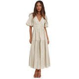 Summer Advanced Sense Vacation Style Deep V Puff
