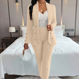 Hot Selling Sexy Wind Women's Wear For Solid Color Suit Collar Double Breasted Casual Suit
