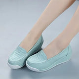 New Women's Genuine Leather Sneakers Platform Shoes Wedges White Lady Casual Shoes Swing mother Shoes Size