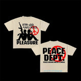 War Girl Graphic Print T-Shirt Y2K Vintage Loose-Sleeved Round-Collar Cotton Top Gothic Street Men's Wear 211-1-Outfit