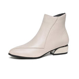 Zingj New 2024 Thick Heel Ankle Boots Women's Pointed Head Stitching Side Zipper Middle Heel Martin Boots Fashion Single Boot Cloth-Outfit