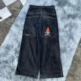 Zingj Year's Hot Classic Retro Y2K Loose Letter Jeans High Street Leisure Punk Style Is Wide. 211-1-Outfit
