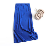 And Winter New Slim Version Satin Long Solid Color Half