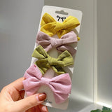 Pcs/set Cotton Linen Leopard Print Hair Bows With Clip For Girls Plaid Hair Clips Barrettes Hairpins Headwear Hair