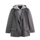 New Style Hooded Splicing Fashionable Suit Jacket