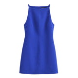 French Dress 2024 New Straight Collar Sleeveless Slimming Hip Skirt