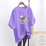 Women T-shirt Rabbit Printed Short Sleeve Women Loose Tops Summer Student Streetwear O-neck Sweet Girls Tee Shirt