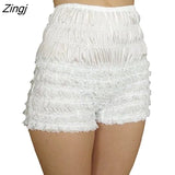 Women Ladies Solid Lace Frilly Ruffle Knicker Underwear Short Pants Safety