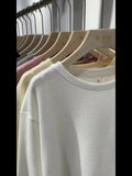 And Autumn 2023 New Waffle Long-Sleeved T-Shirt Women's Solid Color Design Feel Minority Loose Bottomed Shirt