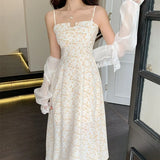 Robe New Women Elegant Spaghetti Strap Midi Dress Female Casual Vestdios Ladies Beach