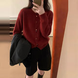 Zingj Year Red Soft Waxy Sweater Coat Female Spring Autumn 2024 New College Style Versatile Knit Cardigan Jacket