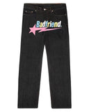 Letter Printed Jeans Men's High Street Fashion Brand Loose Straight Tube Casual