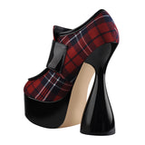Onlymaker Women Round Toe Thick Platform Strange Shape High Heels Canvas Belt Buckle Decoration Novelty Fashion Ankle