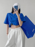 Crop Tops Women Summer High Waist Fashion T-shirt Egirl New Solid Cut Out Short Sleeve Tees