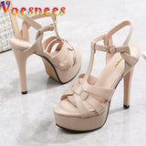 2022 New Fashion Roman Style Runway Sandals Super High Heel Waterproof Platform Wedding Shoes Summer Weave Design Women