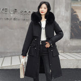 Send To Overcome Cotton-Padded Clothes And Velvet Winter New Down Cotton Clothes Female Long Korean Version Of The Waist Large Size Cotton-Padded Jacket Coat Thick-Outfit