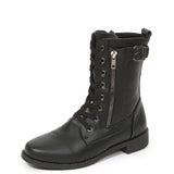 Size Female Boots 2025 Autumn And Winter New Flat Bottom Low Tice Front Zip In The Middle Of The Barrel Women's