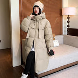 2024 New Thickened Down Cotton-Padded Jacket Female Long Over-Knee Cotton Coat Korean Version Loose Bread Coat Winter Cotton-Padded Jacket Coat-Outfit