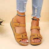 Summer New Retro Women's Sandals Car Line Hole Shoes Large Round Head Slope Heel