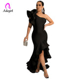 Ruffles Black Sexy Bodycon Long Maxi Dresses Women 2022 Summer Sleeveless Elegant Party Evening Wrap Vestidos Club