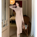 Zingj Sweater Dress, Autumn And Winter Dress, Knee-Length Overcoat, Medium-Length Bottom-Bottomed Knitted Hip