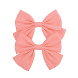 Lovely Baby Girls Print Flower Bohemian Style Bow BB Hair Clips Headwear Children Cute Cotton Hairpins Hair