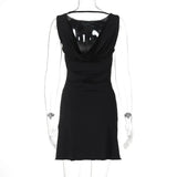 White Open Back Solid Mini Dress-Outfit