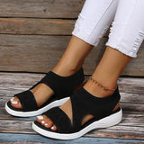 New Large-Size Solid Color Fly-To-Weaving Tight Feet Fish Mouth Slope And Casual Sandals