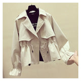 Zingj Short Windbreaker Female Autumn 2024 New Korean Version Fashion Loose Versatile Waist Show Thin Coat Female Tide-Outfit