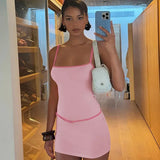 Two Tone Strappy Mini Dress-Outfit