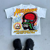 Cartoon Graphic T-Shirt Soho Mortar Goth Super T-Shirt Couple Y2k Top Korean Goth Men's