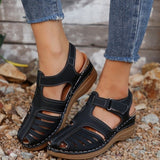 Zingj Rome Pedal One Foot Fashion High Slope Heel Breathable Slope Heel Velcro Outdoor Wedge Sandals Slippers