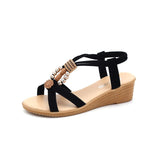 New Flat-Soled Sandals Female Xia Ping And Beaded Bohemian Sandals Toe Sweet Student Beach