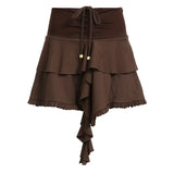 Retro High-Waisted Skirt 2024 Spring / Summer New Irregular Design A-Shaped Casual Skirt
