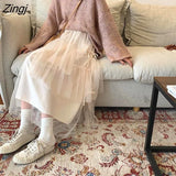 Skirts Women High Waist Ladies Solid Elegant Lovely Simple Bowknot Mesh Korean Style Casual Womens Fashion New Arrival