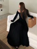 Casual Long Sleeve Maxi Bodycon Dress for Women Elegant Fashion Chic Evening Prom White Robe Female Spring Clothes