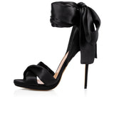 Size Black And Red Sardine High-Heeled Sandals Strapped Fashion Shoes