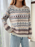 2025 New Fair Island Round Collage Loose T-Freuffed Long-Sleeved Sweater