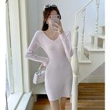 Zingj A Real Shot In Autumn And Winter With Pink Buttocks Bottom Sweater Dress Women's 2024 New Style Pure Style Hot Girl Skinny