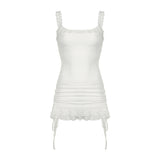 Temperament Stacked Square Collar Agaric Edge Suspender Skirt Slim Waist Pure Desire Spicy Girl Hip