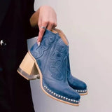 Zingj Size 2024 Embroidered Fashion Boots Women's Riveted Acrylic Crystal High-Heeled