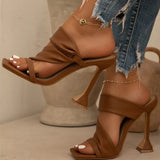 New Large Size 43 Square Head High-Heeled Sandals Women's Fine Back Empty Sandals Heel