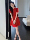 Zingj Shot Summer Bottom A-Shaped Dress 2024 Short-Sleeved New Women's Ice Silk Knitted Dress French Retro