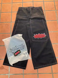 Dress Baggy Jeans Y2K Hip Hop Pocket Letter Retro Black Jeans Men's High Waist Wide Legs