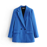 New Pure Color Double-Breasted Loose Casual Suit Jacket In
